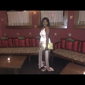 Prom dress with high slit